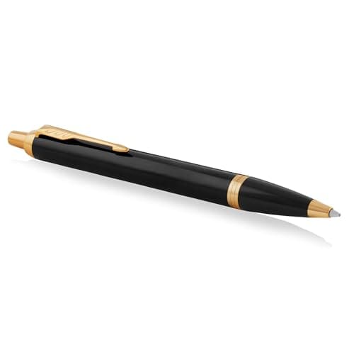 Image of Parker IM Ballpoint Pen | Black Lacquer with Gold Trim | Medium Point Blue Ink | Gift Box
