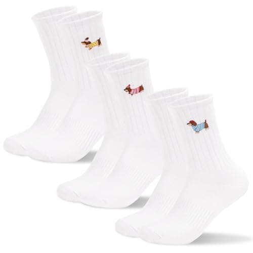 Image of Zouwel Dachshund Gifts - 3 Pairs Cute Dachshund Socks UK Size 5-9, Funny Sausage Dog Gifts For Women Men Dog Lovers Christmas Birthday