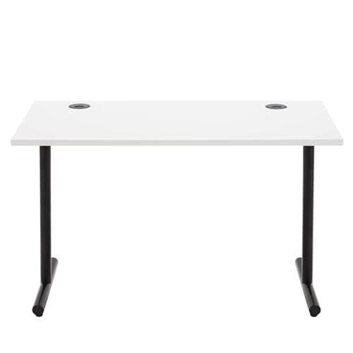 Image of Amazon Basics Simple Office Computer Desk, White Desktop and Black Frame, Rectangular, Simple Assembly, 120 x 60 x 73.6 cm