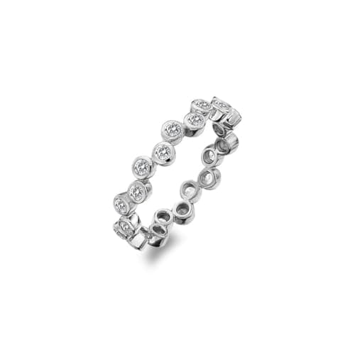 Image of Hot Diamonds Tender White Topaz Ring – Sterling Silver with Real Diamond Accent – Raindrop-Inspired Design Jewellery (S)