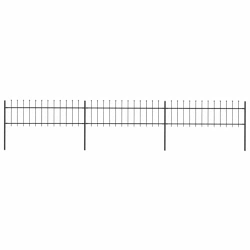 Image of vidaXL Garden Fence with Spear Top, 5.1x0.6m – Black, Heavy Duty Powder-Coated Steel – Easy Assembly, Extendable Design