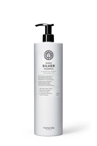 Image of Maria Nila Sheer Silver, Silver/Purple Shampoo, Neutralizes Brassy Yellow/Golden Shades in Blonde, White & Grey Hairs, Violet Pigments Gives Cool Tone, 100% Vegan & Sulfate/Paraben free, 1000 ml