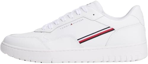 Image of Tommy Hilfiger Men’s Basket Core Stripes Low Top Cupsole Trainers, White (White), 6.5