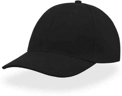 Image of Streetwise Liberty SIX Buckle Heavy Brushed Cotton Twill Baseball Cap - Structured Front Panels, Curved Visor, Full Metal Buckle Closure, Polyester Sweatband, 6 Row Stitching Black