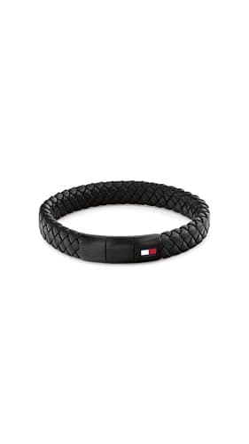 Image of Tommy Hilfiger Jewelry Men's Braided Leather Bracelet Black - 2790662