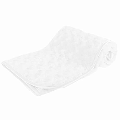Image of Gum & Berries Baby Boys Girls Rosebud Fleece Blanket Wrap Shawl Satin Trim & Fleece Back White 75 cm x 100 cm