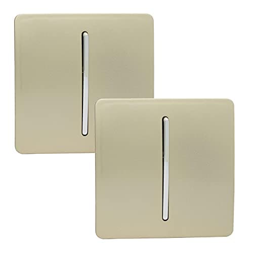 Image of Trendi 1 Gang 2 Way Artistic Modern Glossy 10 Amp Rocker Tactile Light Switch Champagne Gold (2 Pack)