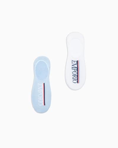 Image of Emporio Armani Woman Sponge Logo Band 2-Pack Long Socks White S/M