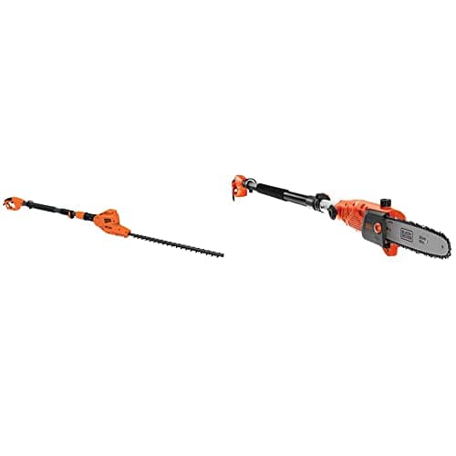 Image of BLACK+DECKER PH5551-GB Corded Hedge Trimmer, 550 W & Corded Pole Saw 800 W 25 cm Cutting Width with Pivoting Head and Easy Fill Oil System PS7525-GB