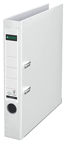 Image of Leitz Lever Arch File, White, A4, 50mm Width, Plastic, 10155001