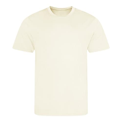 Image of Aremie Men’s Polyester T Shirt, Cool Lightweight Wicking Quick Dry Breathable Summer Sports Top, Short Sleeve Crew Neck Tee, Textured Fabric UPF30+, Vanilla Cream (L)
