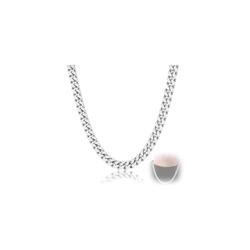 Image of cuhostki Silver Cuban Link Chain,316L Stainless Steel Boys Silver Chain Necklace, Hip Hop Jewellery for Men Women, Super Sturdy Shiny Mens Necklaces