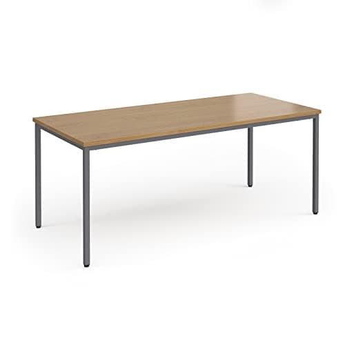 Image of Flexi 25 rectangular table with graphite frame 800mm deep, 1800, Oak