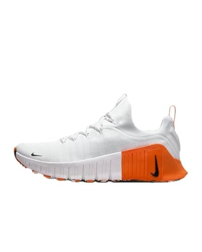 Image of Nike Men's Free Metcon 6 Workout Shoes, White/Black/Safety Orange, 7