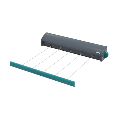 Image of Beldray 20 Metre Retractable Clothesline – For Indoor & Outdoor Use, Wall Mountable, 5 x 4 m Washing Line System, 20 m Drying Space, Push & lock to keep lines taut, Retracts for easy storage