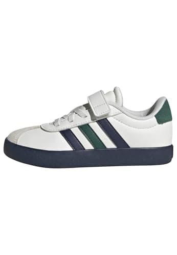 Image of adidas Unisex Kids VL Court 3.0 Hook and Loop Shoes Kids, core White/Collegiate Navy/Collegiate Green, 2 UK