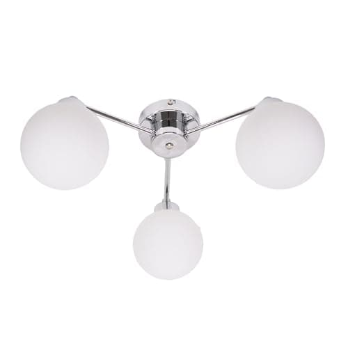 Image of ValueLights | 3 Way Brushed Chrome Ceiling Light Fitting with Globe Shades | Close-to-Ceiling Lights, Home Décor & Improvement Essential | Mains Wired