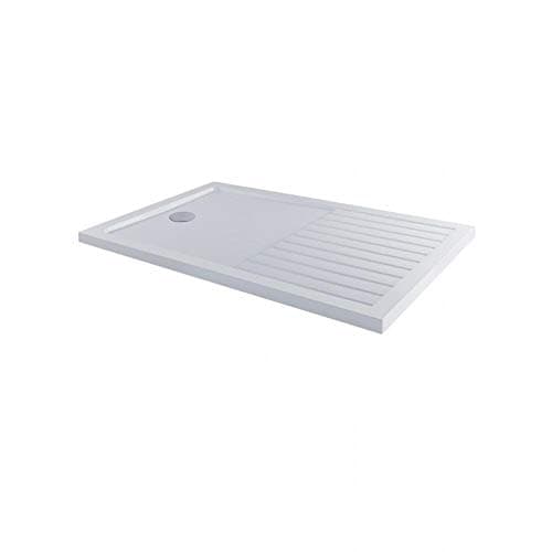 Image of Milano Lithic White Low Profile Rectangular Shower Drying Tray - 1400mm x 900mm