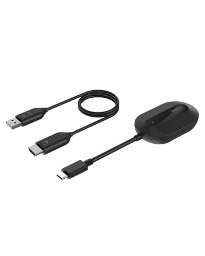 Image of Belkin ConnectAir Wireless HDMI Display Adapter for USB C Laptop, Tablet, Phone, Projector – Compact Plug & Play Receiver, 1080p@60Hz HD Streaming, Screen Sharing, Travel Accessories - No WiFi Needed