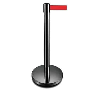 Image of GPC RPLB4R Belt Barrier with Post, 35cm x 35cm x 93cm, Black/Red