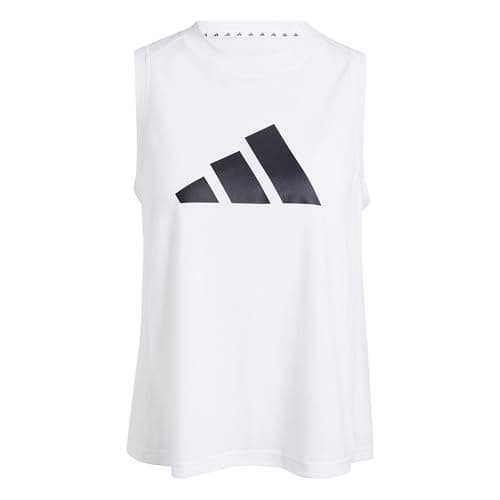 Image of adidas Women's Train Essentials Big Performance Logo Training Tank Top, White/Black, XL