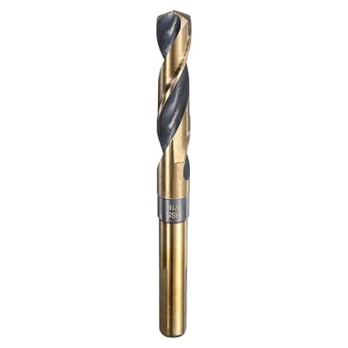Image of sourcing map Twist Drill Bit 9/16" Dia High-Speed Steel 4341 Metric Drill Bits 1/2" Shank 5.9" Overall Length with Black & Gold Oxide Coating for Drilling Hard Metals, Stainless Steel, Alloy