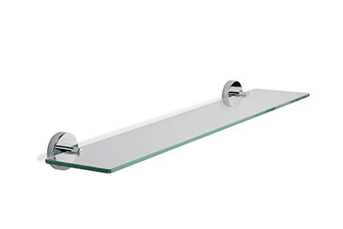 Image of Croydex QM481441 Flexi-Fix Epsom Glass Shelf, Chrome, 54 x 620 x 133mm
