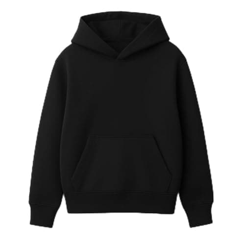 Image of Unisex Premium Fleece Pullover Hoodie – Soft Thick Cotton 350GSM, Cozy Regular Fit Sweatshirt with Kangaroo Pocket (Multiple Colours) (UK, Alpha, L, Regular, Regular, BLACK)