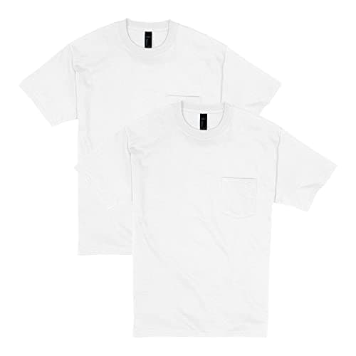 Image of Hanes Men's Heavyweight Pocket T-Shirt, Beefy-T Full-Cut Cotton Pocket Tee for Men, Crewneck T-Shirt for Men, 1 or 2 Pack, White - 2 Pack, Medium