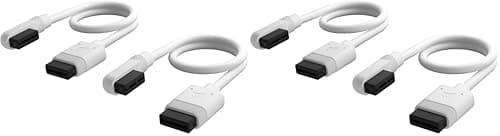 Image of Corsair iCUE LINK Slim Cables - 2x 200mm Straight/Slim 90° - White (Pack of 2)