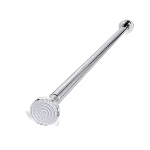 Image of ARA CHOICE Shower Curtain Rail Extendable Pole Tension Rod Chrome Bath 125-220cm Rail Clothes Pole Curtain Rods Spring Tension Rod Adjustable Hang Clothes Stainless Steel Silicone Base