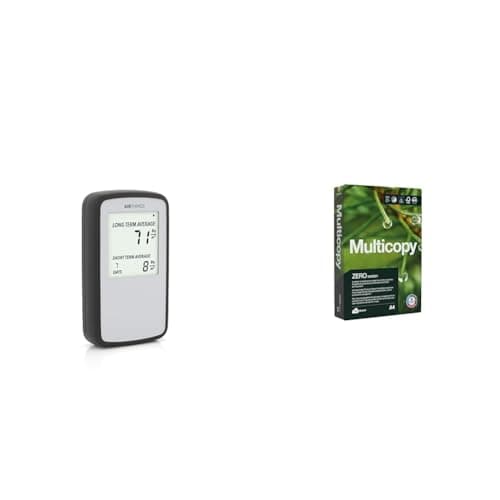 Image of Airthings Corentium Home Radon Detector - 224 Portable, Lightweight, Easy-to-Use, (3) AAA Battery Operated, Intl Version, Bq/m & Multicopy Zero A4 80gsm Printer Paper - 1 Ream (500 sheets)
