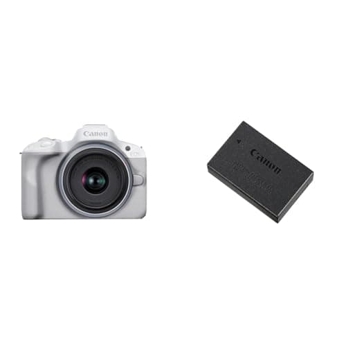 Image of Canon EOS R50 Mirrorless Camera (White) + RF-S 18-45mm F4.5-6.3 IS STM Lens - 24.2MP, APS-C, 15fps & LP-E17 Battery Pack for EOS M3