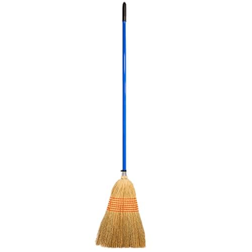 Image of Red Gorilla Traditional Large Corn Broom with Natural Straw Bristles Outdoor or Indoor Sweeping Brush for Yard Stable Garden Wooden Handle 1.66m (Blue)