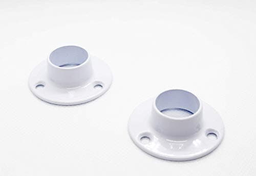 Image of Wardrobe pole rail support End Sockets 19 mm Steel White finish Storage solutions Pack of 2 (19mm Sockets, White)