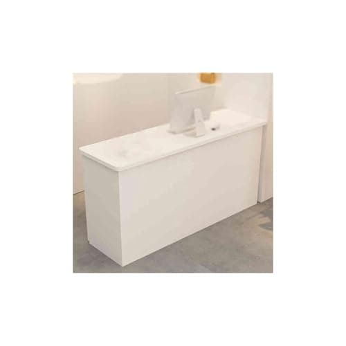 Image of Modern Reception Counter - Front Desk Unit with Drawers Cash Desk Showcase for Retail Office Salon & Lobby - Stylish White Oak Finish (120cm)