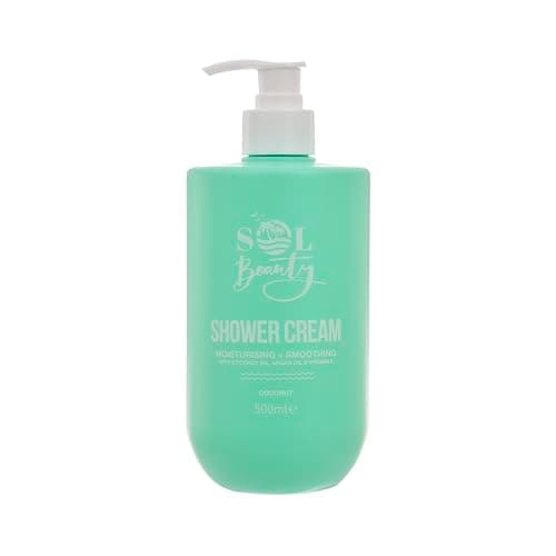 Image of Sol Beauty Shower Cream Coconut Scent with Coconut Oil, Argan Oil & Vitamin E, Moisturising and Smoothing Vegan Friendly Shower Gel 500ml