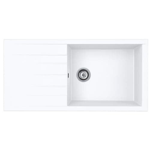 Image of Liquida CU10WH 1.0 Bowl Composite Reversible Inset White Kitchen Sink with Waste