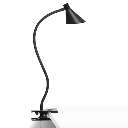 Image of Lzonunl Desk Lamp Clip Light, 3 Light Modes 10 Dimmable Brightness Book Reading Bedside Lamp, Small Cute Table Clamp Lamp for Office, Bedroom (Black)