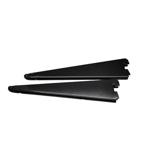 Image of 2x 22cm Black Twin Slot Brackets – Adjustable Steel Shelf Support for Wood, MDF, or Metal Shelves – Antimicrobial Finish, 32mm Pitch – Sturdy Wall Mounted U-Bracket for Twin Slot Systems