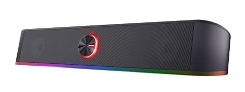 Image of Trust Gaming GXT 619 Thorne RGB Illuminated Soundbar, PC Speakers, 12W Peak Power, 3.5 mm Jack, USB Powered Soundbar, Stereo Sound System for PC, Desktop, Laptop, Computer - Black