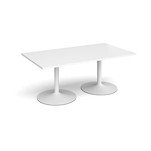 Image of Mr Office Trumpet base rectangular boardroom table - white frame, White, 1800