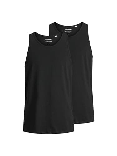 Image of Jack & Jones Men's Jacbasic Tanktop 2 Pack Vest, Black, M UK