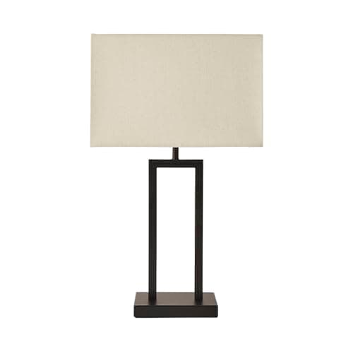 Image of ValueLights | Gloria Black Double Stem Metal Table Lamp with Rectangular Lamp Shade and Bulb | Table Lamps, Home Décor & Improvement Essential | Light Bulb Included