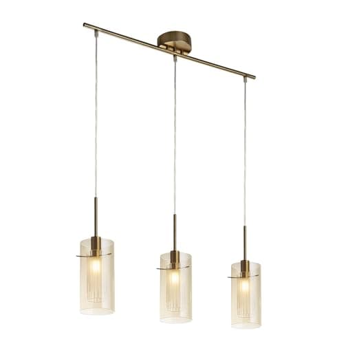 Image of Searchlight Duo III 3 Light Bar Pendant Bronze, Champagne Glass