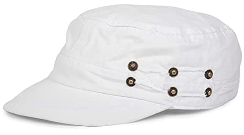 Image of styleBREAKER Unisex Military Cap in Destroyed Vintage Look | Adjustable Cotton Army Cap | Used Look Baseball Cap for Men and Women, White