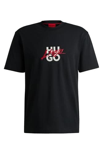 Image of HUGO Mens Laze Shorts CW Logo-Print Loungewear Shorts in Stretch Cotton Black