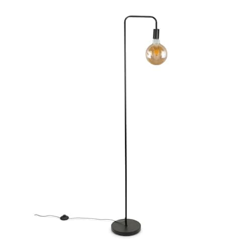 Image of ValueLights | Industrial Style Black Metal Curved Stem Floor Lamp Light | Floor Lamps & Torchieres, Home Décor & Improvement Essential | Includes 6W LED Bulb