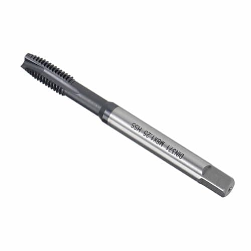 Image of CoCud Spiral Point Tap, M8x1.25 Thread Size, TICN Coated HSS Metric Threading Tap - (Applications: for Drilling Tapping Aluminum Stainless Steel)