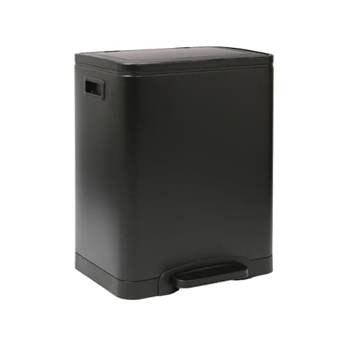 Image of Harbour Housewares 30L (2x15L) Stainless Steel Double Kitchen Pedal Bin - Soft Close Compartments for Recycling and Waste - Matte Black Dual Trash Can with Removable Inner Buckets for Home or Office